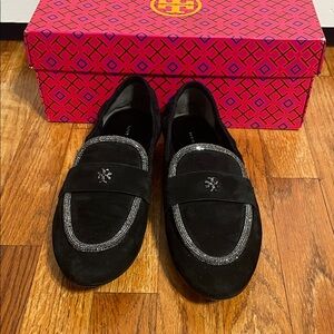 Tory Burch Black Loafers with Silver Accents